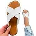 thumbnail image 4 of adviicd Sandal Flat Women Sandals Casual Dressy Cute Fashion Square Toe Thong T-Strap Elastic Flat Sandals Trendy, 4 of 5