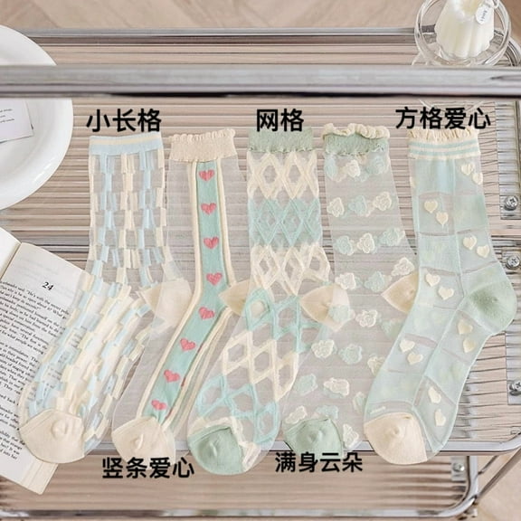 Zhuge 5 Pairs Women's Thin Cotton Socks,Soft Cotton Bootie Socks Women Above Ankle Crew Socks (5 colors)