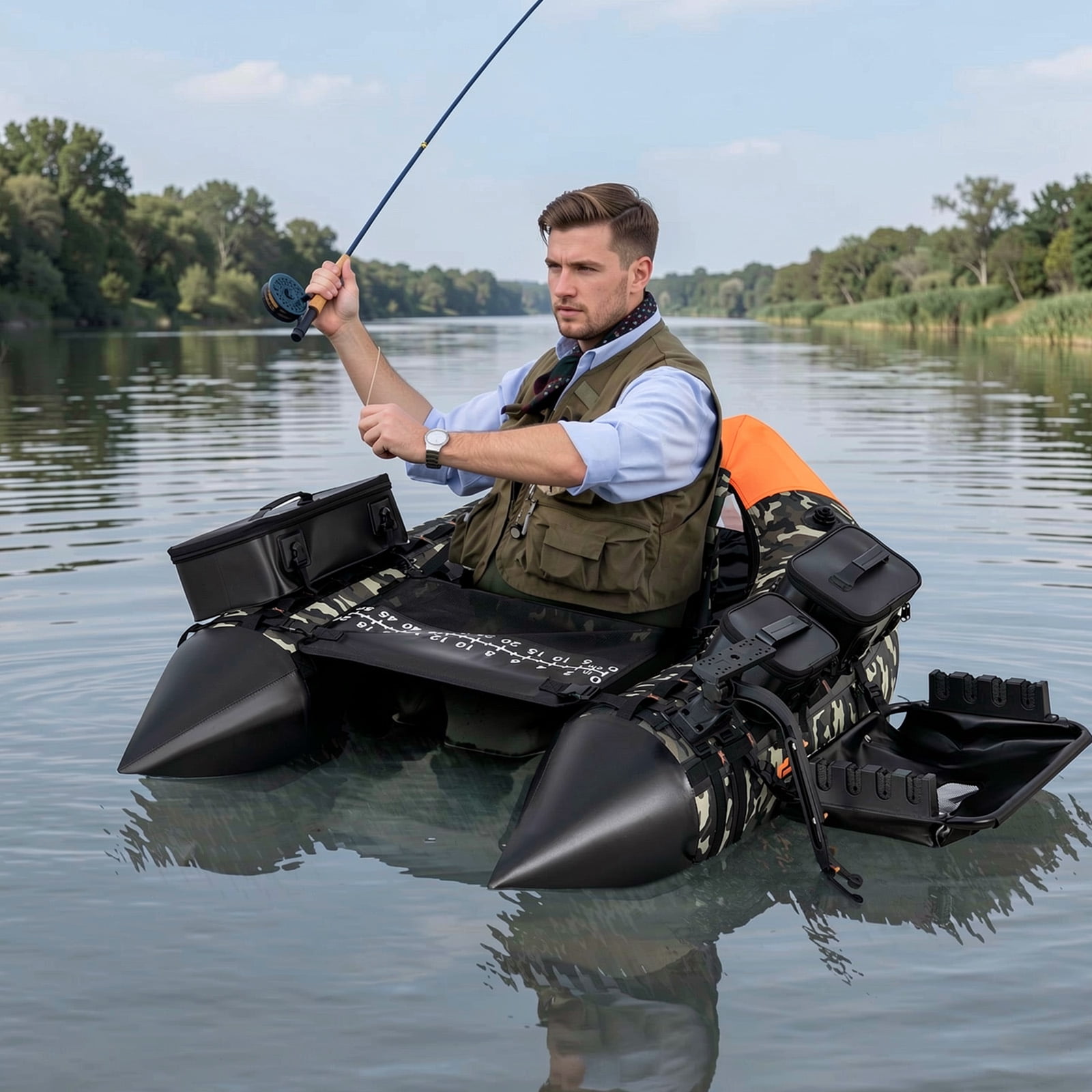 Airfind Inflatable Fishing Boat with 3 Storage Boxes-Green