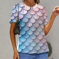 thumbnail image 6 of Mermaid Fish Scales Women's Short Sleeve T-Shirt Crew Neck Casual Summer Trendy Loose Fit Tops, 6 of 6
