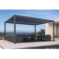 thumbnail image 4 of PURPLE LEAF 13' x 15' 92KS Louvered Aluminum Pergola Integrated Solar Dimmable LED Strip Rainproof Adjustable Roof for Outdoor Grill Patio Deck Garden Gray, 4 of 10