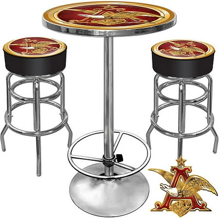 Pub Gameroom - Ultimate Budweiser A & Eagle Gameroom Combo - 2 Bar Stools and Table Set