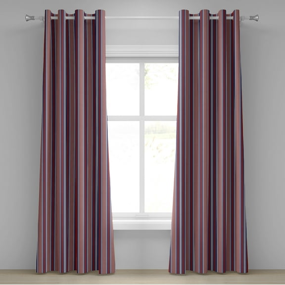 Ambesonne Stripes Grommet Curtain, Vertical Barcode Lines, 50" x 96", Ruby Navy Blue Grey