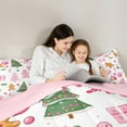 thumbnail image 5 of jejeloiu Cartoon Gingerbread Man Queen Comforter Set,Chic Christmas Tree Bedding Sets,Xmas Theme Dessert Candy Cane Bedding Comforter Set For Girl Kids,Breathable Home Decor Reversible,3 Pieces, 5 of 8