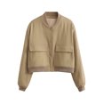 thumbnail image 4 of xiaxaixu Women Baseball Jacket, Long Sleeve Button Closure Solid Varsity Jacket with Pockets Fall Clothes, 4 of 4