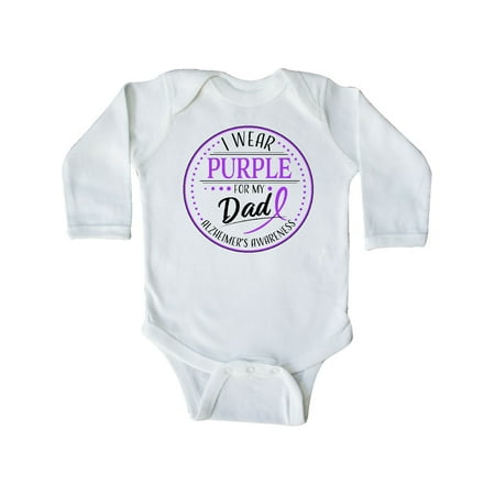 

Inktastic I Wear Purple for my Dad- Alzheimers Awareness Gift Baby Boy or Baby Girl Long Sleeve Bodysuit