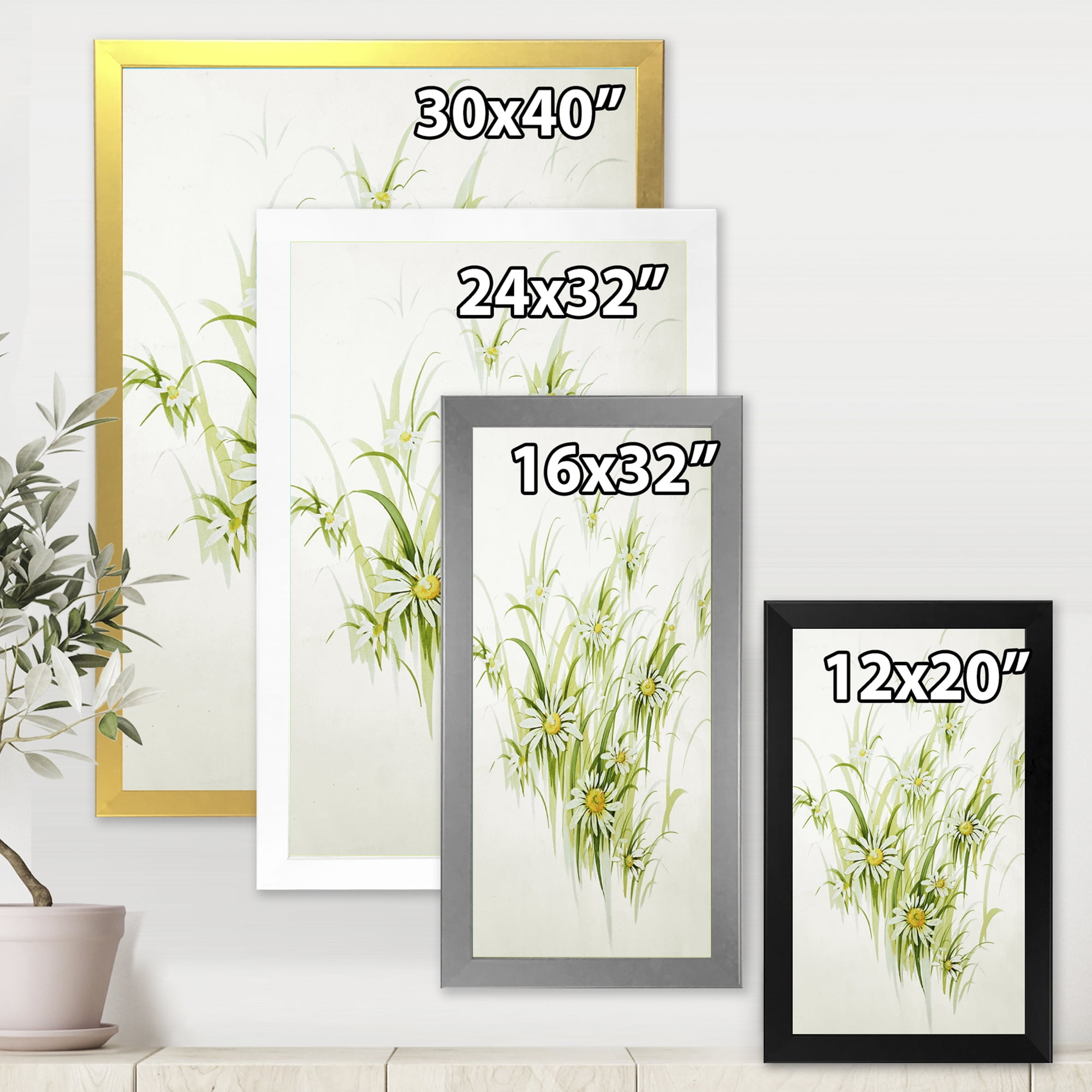 Designart 'Abstract Retro Drawing of Flowers I' Vintage Framed Art Print