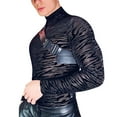 thumbnail image 1 of T-Shirt à Col Montant pour Homme à Manches Longues, Élastique, Coupe Ajustée, Extensible, Respirant, pour Tenue de Rue Décontractée, Gym, Entraînement, Course, Tenue Quotidienne, Vêtement d'Intérieur / IhhxPro, Noir 2TG, 1 of 6