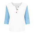 thumbnail image 5 of ABSUYY Womens Sky Blue Baseball Tee Raglan 3/4 Sleeve Henley Casual Color Block Shirt,Size S, 5 of 6