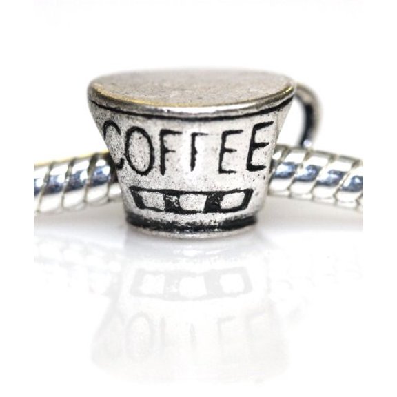 Good Morning Coffee Cup Charm European Bead Compatible for Most European Snake Chain Bracelet