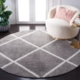 thumbnail image 2 of SAFAVIEH Tahoe Elwyn Trellis Shag Area Rug, 6'7" x 6'7" Round, Grey/White, 2 of 8
