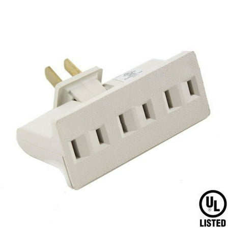 - PartPass 3 Triple Grounded Outlets 2 Prong Swivel AC Power In-Wall Adapter Mount Surge Tap UL Listed, White (US Seller)