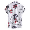 thumbnail image 3 of Camisas Para Hombre Manga Larga Camisa de manga corta con cuello vuelto y estampado suelto informal de Hawaii para hombre (Grey, M), 3 of 7