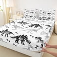 thumbnail image 5 of Erosebridal Cartoon Dinosaur Print Full Size Sheets for Kids, White Black Bed Sheets, 4pcs (1 Flat Sheet, 1 Fitted Sheet and 2 Pillowcases), 5 of 6