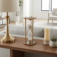 thumbnail image 2 of Decorative Hourglass Timepiece for Home and Bathroom Decor - Resin Frame Glass Sand Timer for Office Desk, Living Room or Shelf - Display Accent for Coffee Table Centerpiece - 10", Brown & Gold, 2 of 12