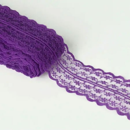 U8MO 10 Yards 45mm Sewing Embroidered Fabric Bilateral Lace Ribbon Trim lot DIY-Purple-10 yard