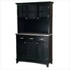 Home Styles Large Buffet with Two Glass Door Hutch, Black with Stainless Steel Top