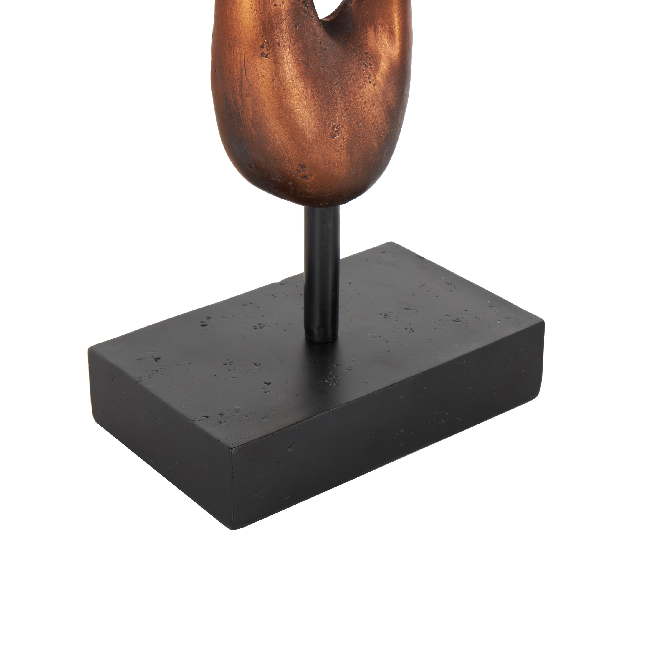 6" x 28" Bronze Polystone Abstract Abstract Sculpture with Rectangle Black Base, by DecMode