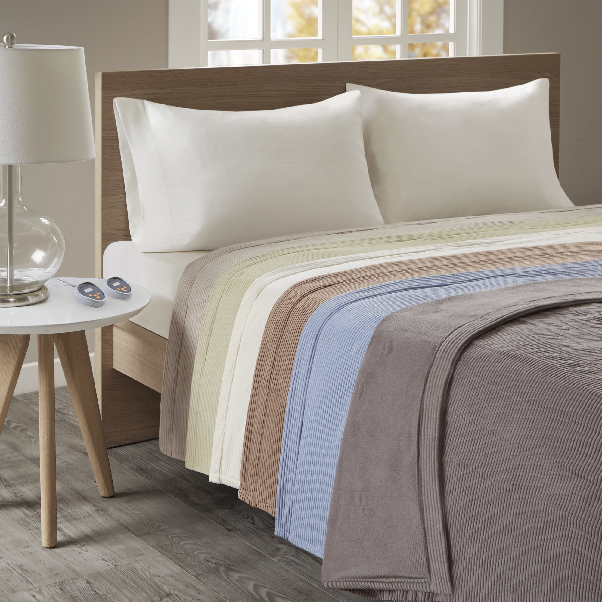 Beautyrest Electric Micro Fleece Heated Solid Blanket, Twin, Gray