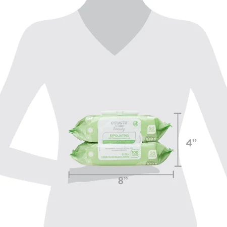 Equate Exfoliating Cleansing Towelettes with Cucumber, Aloe, and Green Tea, 100 Count