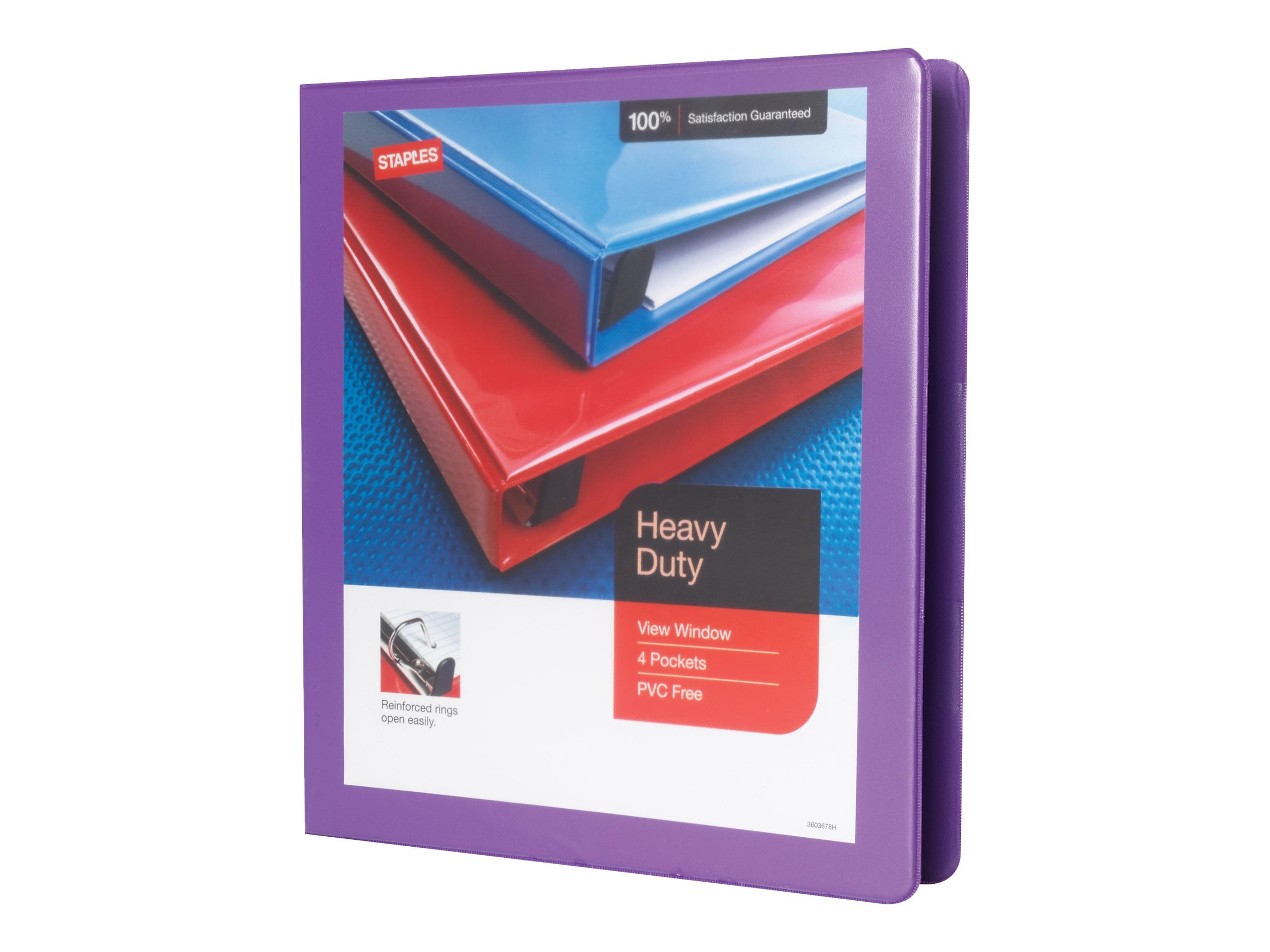 Staples HeavyDuty Presentation ring binder for 220 sheets purple