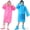 Blue+pink, variant on 2 Pack Raincoats for Kids, Reusable Rain Ponchos with Hood and Sleeves Children Waterproof Rain Coats for Boys and Girls, Blue and Yellow