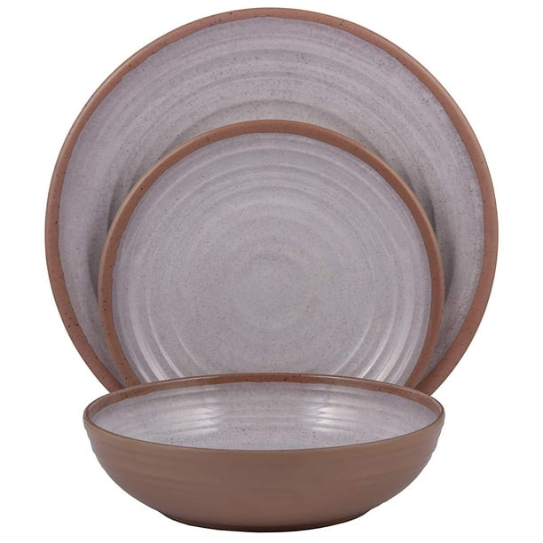 Melange 12Piece Melamine Dinnerware Set (Clay Collection) Shatter