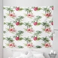thumbnail image 1 of Hawaii Tapestry, Aquarelle Effect Palm Trees Hibiscus Flowers Romantic Summer Bloom, Fabric Wall Hanging Decor for Bedroom Living Room Dorm, 5 Sizes, Reseda Green Pale Pink, by Ambesonne, 1 of 1
