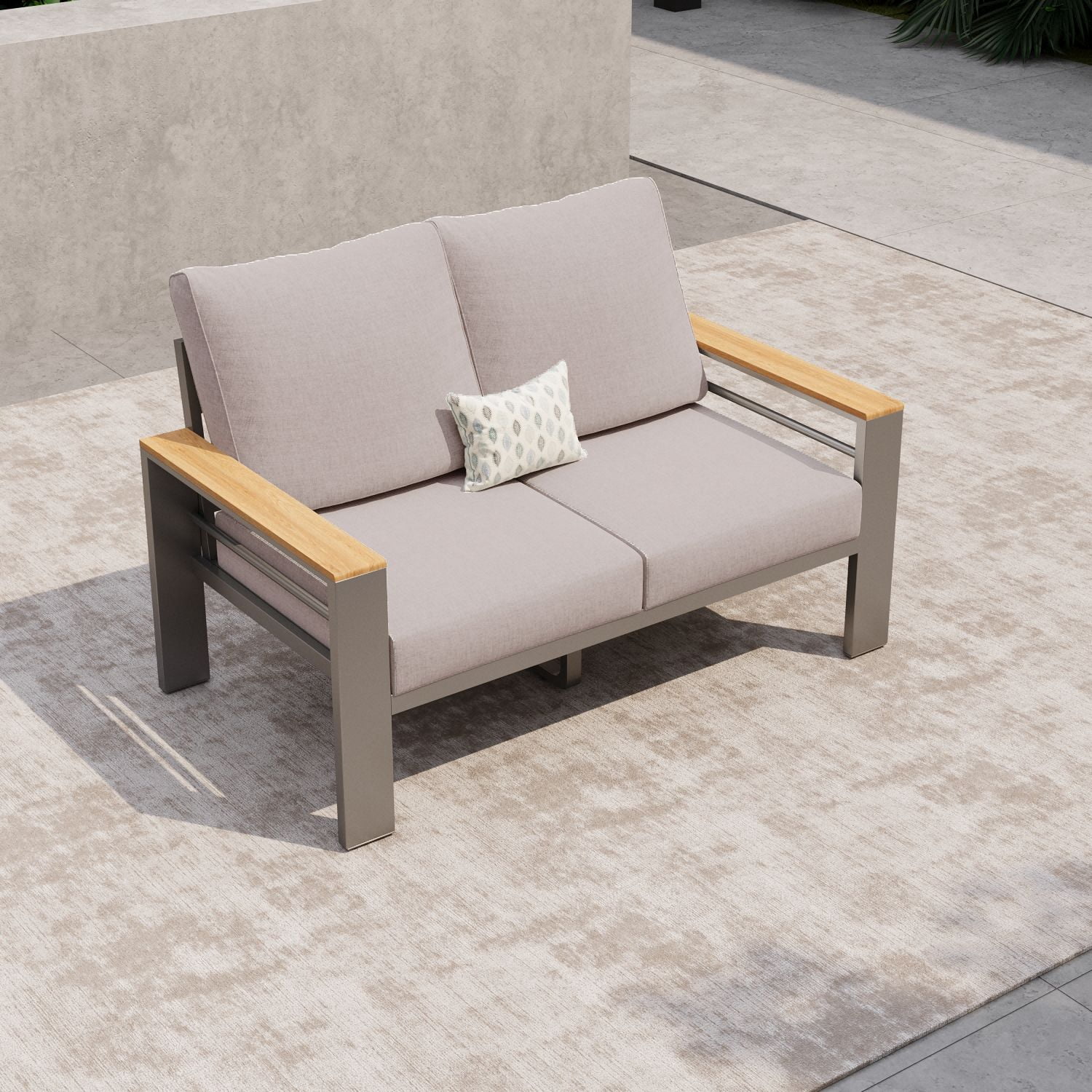 LazySunsets Aluminum Patio Furniture Set 2 Seats, Light Gray