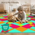 thumbnail image 4 of ODIKA 3'x5' Washable Accent Rug Bedside Checkered Retro Motif Interlocking Vibrant Hopscotch for Nursery Room, Pet Friendly & Non-Shedding, 4 of 7