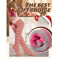 thumbnail image 6 of Women Christmas Thigh High Fuzzy Socks Cute Cartoon over Knee Fluffy Striped Stockings Winter Leg Warmers, 6 of 6