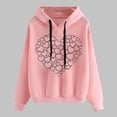 thumbnail image 2 of Moxiu Hoodies for Women Trendy Heart Print Long Sleeve Drawstring Pullover Tops Oversized Casual Sweatshirts with Pocket 2025 Pink,L, 2 of 3