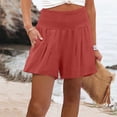 thumbnail image 4 of Vedolay Women's Summer High Elastic Waist Solid Color Lightweight Shorts,Red L, 4 of 5