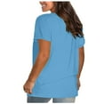 thumbnail image 5 of T-shirts for Women Plus Size Short Sleeve Round-Neck Pullover Solid Loose T-shirt Light Blue M, 5 of 6