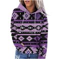 thumbnail image 4 of Women's Ethnic Print Pullover Hoodie Casual Long Sleeve Pocket Design Style, 4 of 6