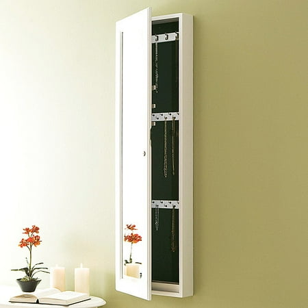 Wallmount Jewelry Mirror, Frosty White