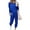 Blue, variant on Women's Spring Fall 2 Piece Lounge Outfit Long Sleeve Crewneck Pullover Tops High Waisted Pants Set Tracksuit