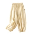 thumbnail image 6 of Endives Women's Linen Pant Fashion Solid Color High Waist Elastic Casual Pants Wide Leg Pants Beach Vacation Outfits for Women, 6 of 6