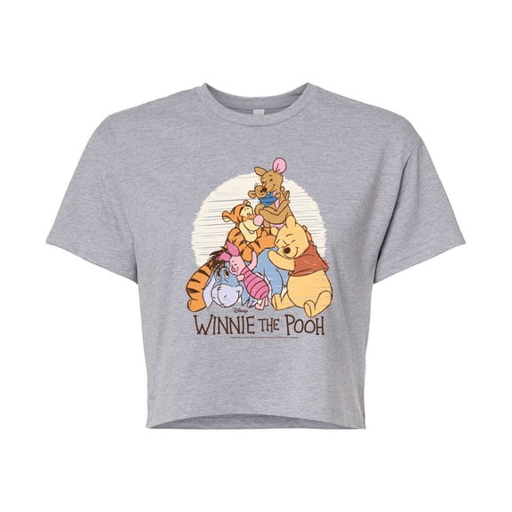 Winnie the Pooh - Scribble Group Hug - Juniors Cropped Graphic T-Shirt