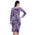 thumbnail image 5 of Moomaya Printed Full Sleeve Bodycon Dress for Women Scoop Neck Side Slit Casual Clothing, 5 of 8