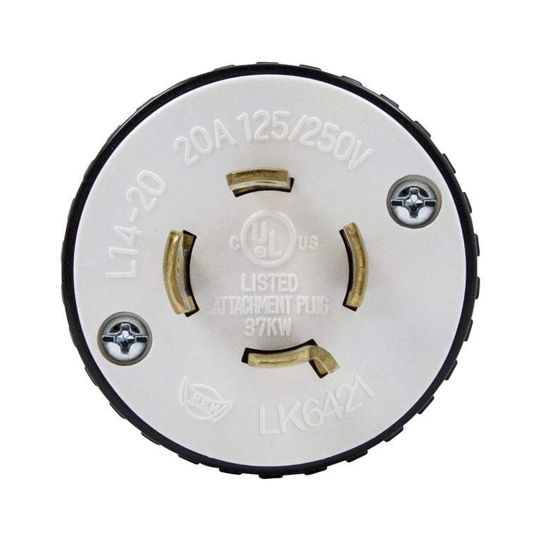 20 Amp 250V Plug NEMA L14-20P Locking Plug - 20A/250V Generator Twist ...