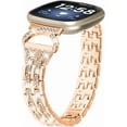 thumbnail image 2 of REQO Metal Bands Compatible with Fitbit Sense 2/Sense/Versa 4/Versa 3 Bands, Adjustable Classic Stainless Steel Bands Diamond Rhinestone Links Bracelet Band for Man&Women, 2 of 7