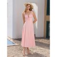 thumbnail image 6 of Pink Lace-Up Front Slit Thigh Shaping Ruched Camisole Maxi Dress, 6 of 7