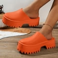 thumbnail image 2 of Women's Platform Mules Slip On Closed Toe Sandals Non Slip Thick Lug Sole Leather Clogs Comfortable Slides Slippers Orange Size 9, 2 of 4