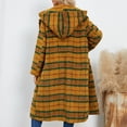thumbnail image 6 of GaThRRgYP Winter Coats,Women's Fashion Fall Winter Casual Hooded Outwear Coat Long Sleeve Pockets Plaid Yellow L, 6 of 9
