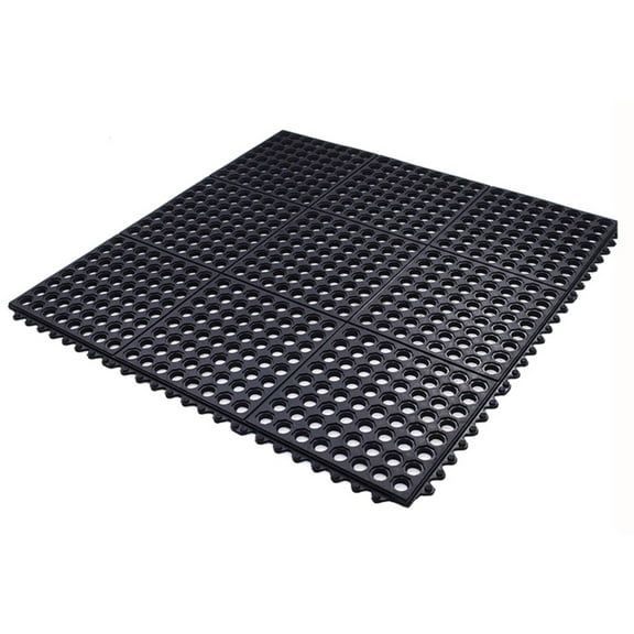 QRRI INC IM120-33ILS-EC Anti Fatigue Mat 36" W X 36" L Black Interlocking Ring Mat Rubber Black