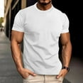 thumbnail image 2 of 50% Off Clear! Mens Casual Shirts, Man Solid-Color Casual Elastic Sports Short Sleeve Round-Neck Top S, White, 2 of 6