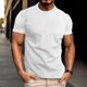 thumbnail image 1 of pstuiky camisetas para hombre, Camiseta deportiva informal elástica de manga corta con cuello redondo para hombre, color liso camisetas de hombre xxxl, 1 of 6
