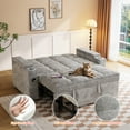thumbnail image 7 of 3-in-1 Sleeper Sofa,65" Loveseat Sofa Bed, 2 Seater Convertible Small Couch with 360° Swivel Side Table and USB,Chenille Pull Out Bed ,Gray, 7 of 7