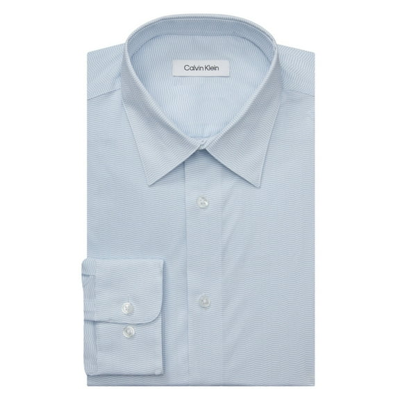 Calvin Klein Men's Steel Reg Fit Stretch Wrinkle Free Dress Shirt Mist-17 34/35